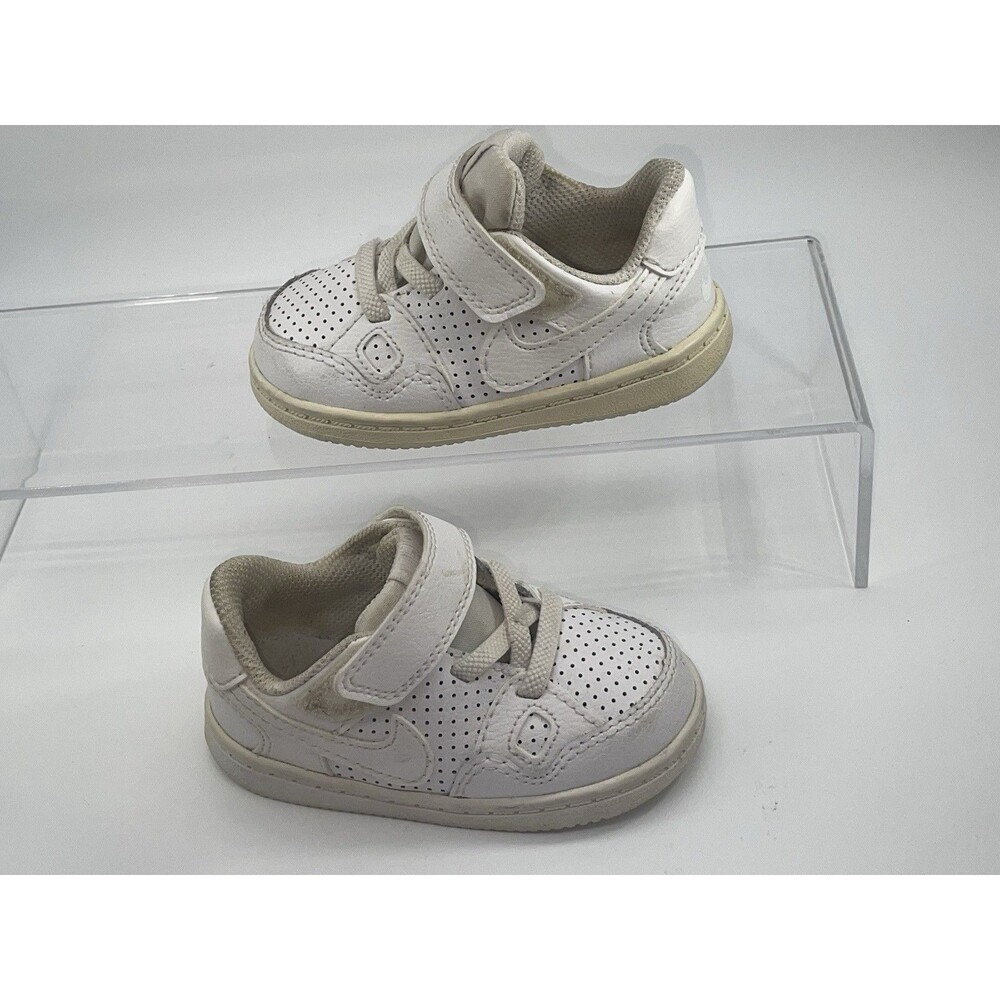 Nike Court Borough Low 2 TD White Toddler Sneakers Size 5C Hook Loop 615150-109